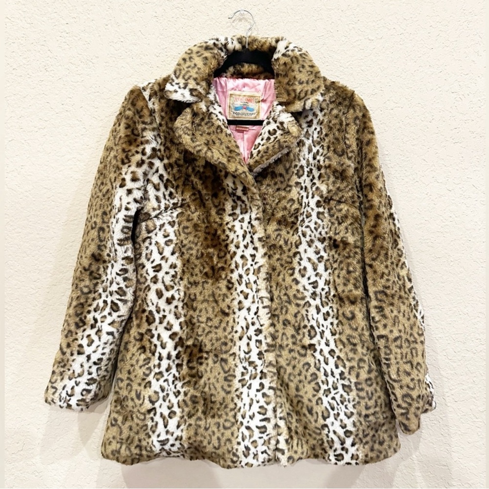 Flying Tomato Faux Fur Leopard Jacket, Size Medium
